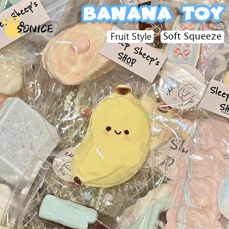 กล้วยไขมัน Squishy ของเล่นความเครียด-Relief ของเล่นของเล่นอาหารจําลองบีบของเล่นกล้วย Taba Squishy ขอ