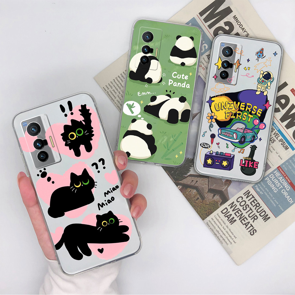 น่ารัก Panda สําหรับ vivo X70 X70Pro X70Pro + ซิลิโคน Soft Clear TPU สบายปกหลังสําหรับ X70 Pro + กรณ