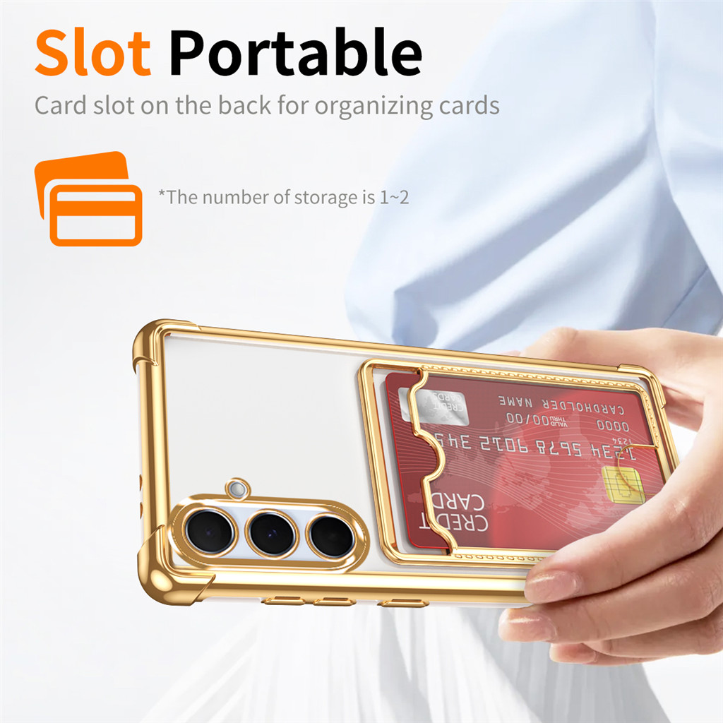 เคสสําหรับ Galaxy A72 A52 A32 A22 ⭐WithLens Card Wallet Electroplate Phone Cover⭐ A52s เคสกันกระแทก 