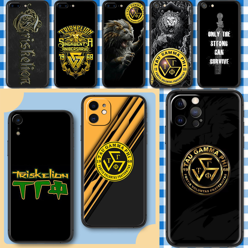 สําหรับ iPhone X XR 14 15 Plus Pro Max Tau Gamma Phi Soft เคสโทรศัพท์ TPU สีดํา