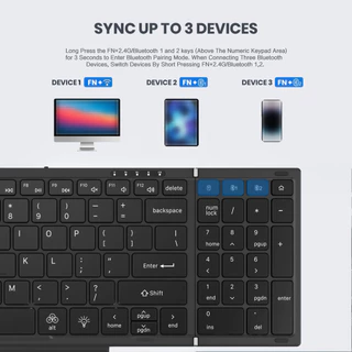 Jomaa USB Bluetooth Backlit คีย์บอร์ดพับพร้อมทัชแพด Numberic Pad ชาร์จ USB คีย์บอร์ดพับได้สําหรับ windows Mac os