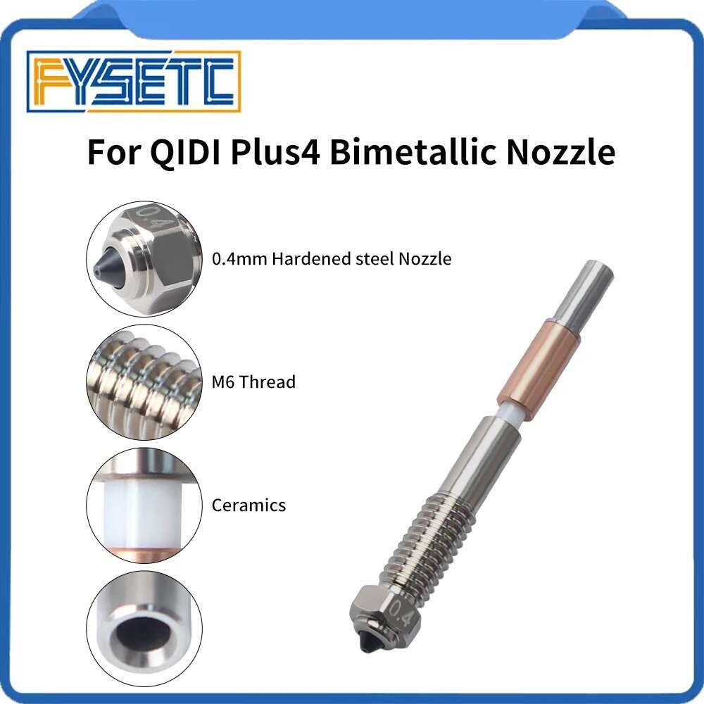 3D สําหรับ Qidi Plus4 Bimetal หัวฉีด Quick Removal เซรามิคฉนวนกันความร้อน Integration 0.4 มม.หัวฉีดท