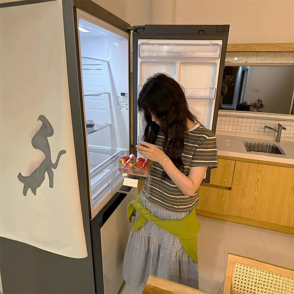 ♞,♘,♙ย้อนยุค ผ้าฝ้ายแท้ลายแขนสั้นเสื้อยืด 2025 ฤดูร้อนผู้หญิงหลวมสบายเสื้อสวมหัวรอบคอ WHF