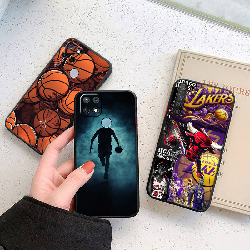 เคสโทรศัพท์สีดํานุ่มสําหรับ OPPO Reno 2Z 2F 3 4 5 5F 6 7Z 8Z 8T 11F 12F 12FS 12 27EF ฝาครอบบาสเกตบอล