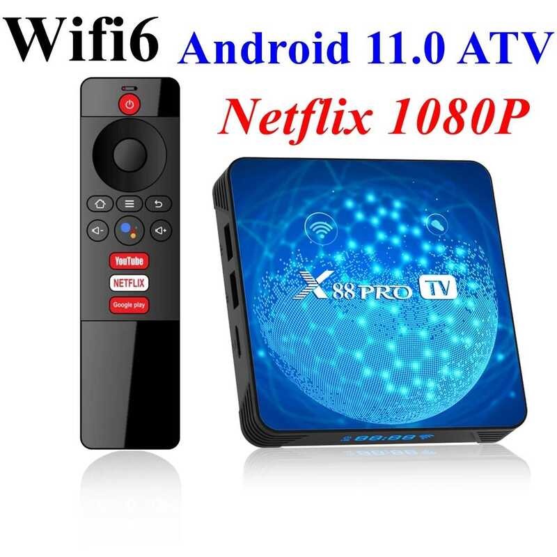 ☢กล่องสมาร์ททีวี  X88 Pro ATV Rk3318 Android 11.0 2.4G /5G Dual Wifi6 HD 4K Netflix 1080P เครื่