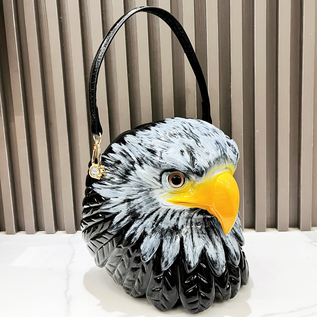 Eagle Head PVC กระเป๋าสะพาย 2025 - Edgy 3D Unisex Crossbody, Alternative Statement Piece for Concert