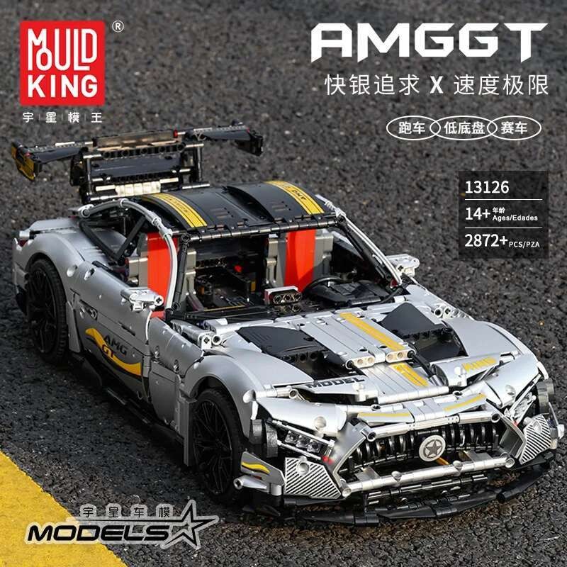 Mould King 13126 APP RC AMGED GT R 1:8 Super Sport Car C63 Technicial Accessories Building Blocks Br