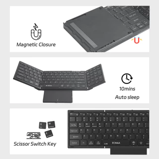 Jomaa USB Bluetooth Backlit คีย์บอร์ดพับพร้อมทัชแพด Numberic Pad ชาร์จ USB คีย์บอร์ดพับได้สําหรับ windows Mac os