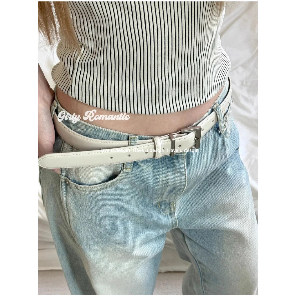 มี u desgin Oxygen Feel เข็มขัดสีขาวสำหรับผู้หญิงในสไตล์.ins อุปกรณ์เสริมระดับพรีเมียม