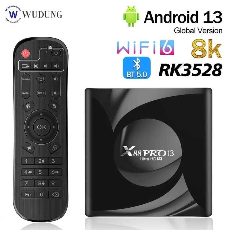 กล่องสมาร์ททีวี ☢ X88 Pro Ultra HD 8K Rk3528 Android 13 2Gb16gb 2.4G&5G Dual Wifi 6 Bt5.0 เครื่