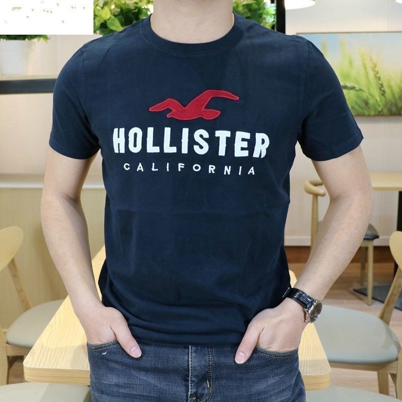 ♞Hollister Af ใหม่ HCO เสื้อยืดแขนสั้นสําหรับชายฤดูร้อนรอบคอปัก Seagull Casual ฐานเสื้อยืด Top T-sh