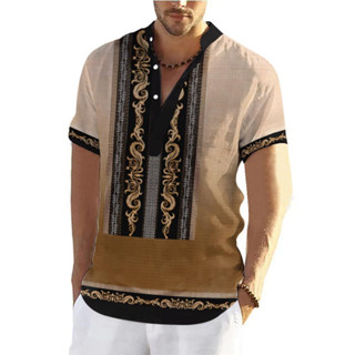 เสื้อบารองสไตล์ชาติพันธุ์สำหรับผู้ชาย ขนาดโอเวอร์ไซส์ เหมาะส…