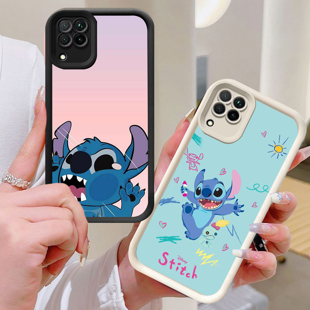 BI47 Stitch Casing สําหรับ Samsung Galaxy A12 A22 5G สีขาวสีดํา