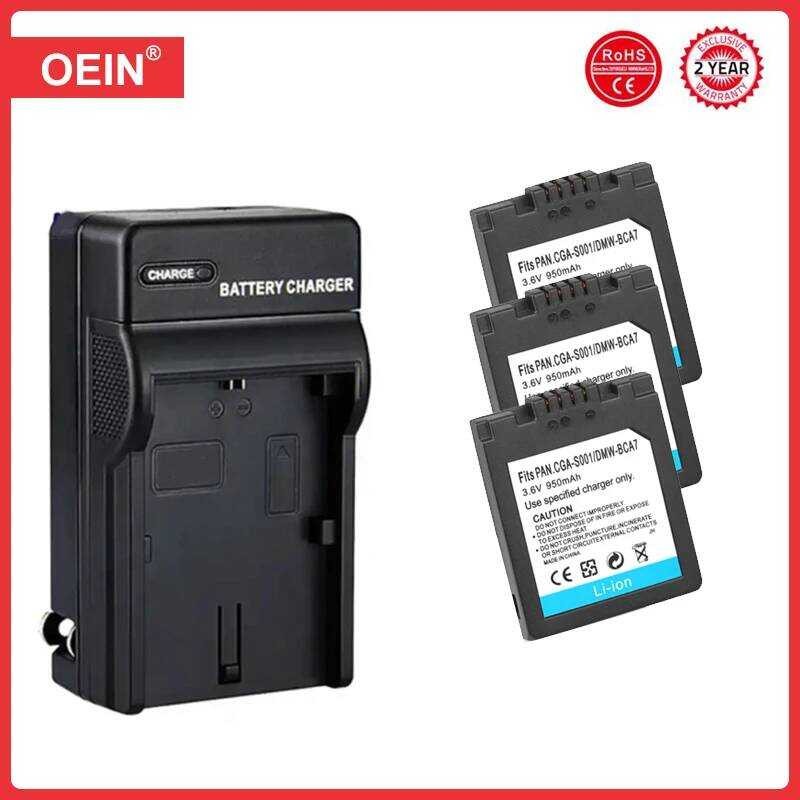▥ 4 ชิ้น 950 มิลลิแอมป์ชั่วโมง Cga-S001 แบตเตอรี่กล้องสําหรับ  Cgr-S001 Dmw-Bca7 Dmc-F