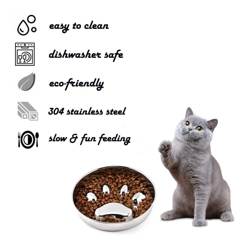 สแตนเลสชามสุนัขเครื่องป้อนช้า304อาหารเกรดตีนออกแบบจานตื้นแบนหน้าพันธุ์เครื่องล้างจานปลอดภัยป้องกันสนิมกลิ่นหลักฐาน​ - รูปที่ 2