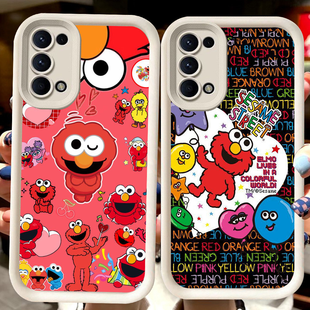 H114 Sesame Street Elmo ปลอกสีขาวสําหรับ OPPO Reno A72 A95 A92 4 A94 6 A74 A52 A54S A55 5 A16s A16 5