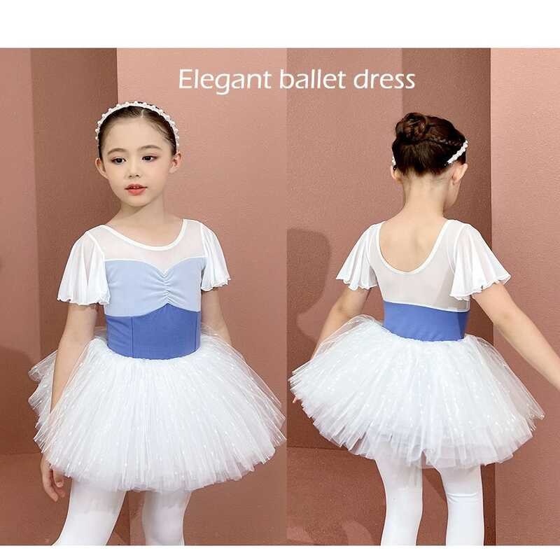 LY Ballet Outfit Ballet Dress Ballet Dance Costume Dance Tulle Short Sleeve One Suit Jumpsuit Child