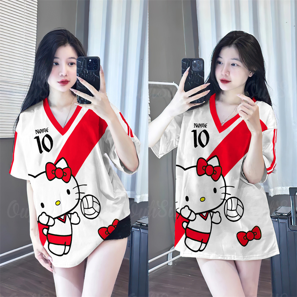 Korean-style women's T-shirt fashion short sleeve V-neck รูปที่ 6