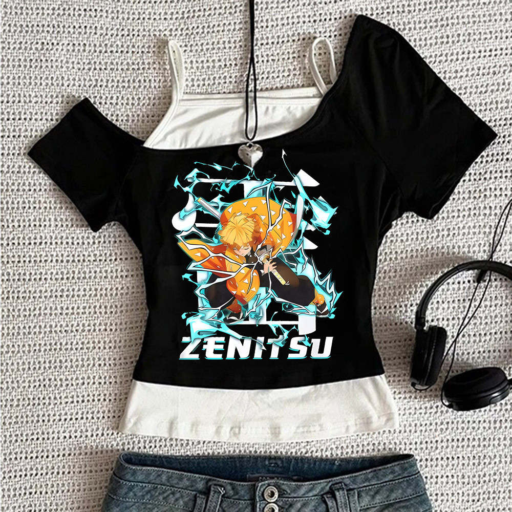 เสื้อครอป Demon Slayer น่ารัก 2025 gothic coquette Streetwear ความงามวัยรุ่นเสื้อผ้า