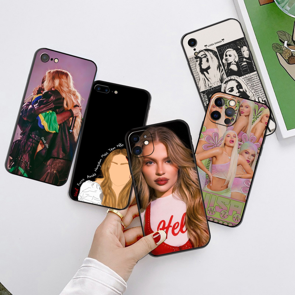 เคสโทรศัพท์สีดําแบบนุ่มแฟชั่นสําหรับ iPhone 12 13 14 15 16 Pro Max Plus 14GD luisa sonza caseg