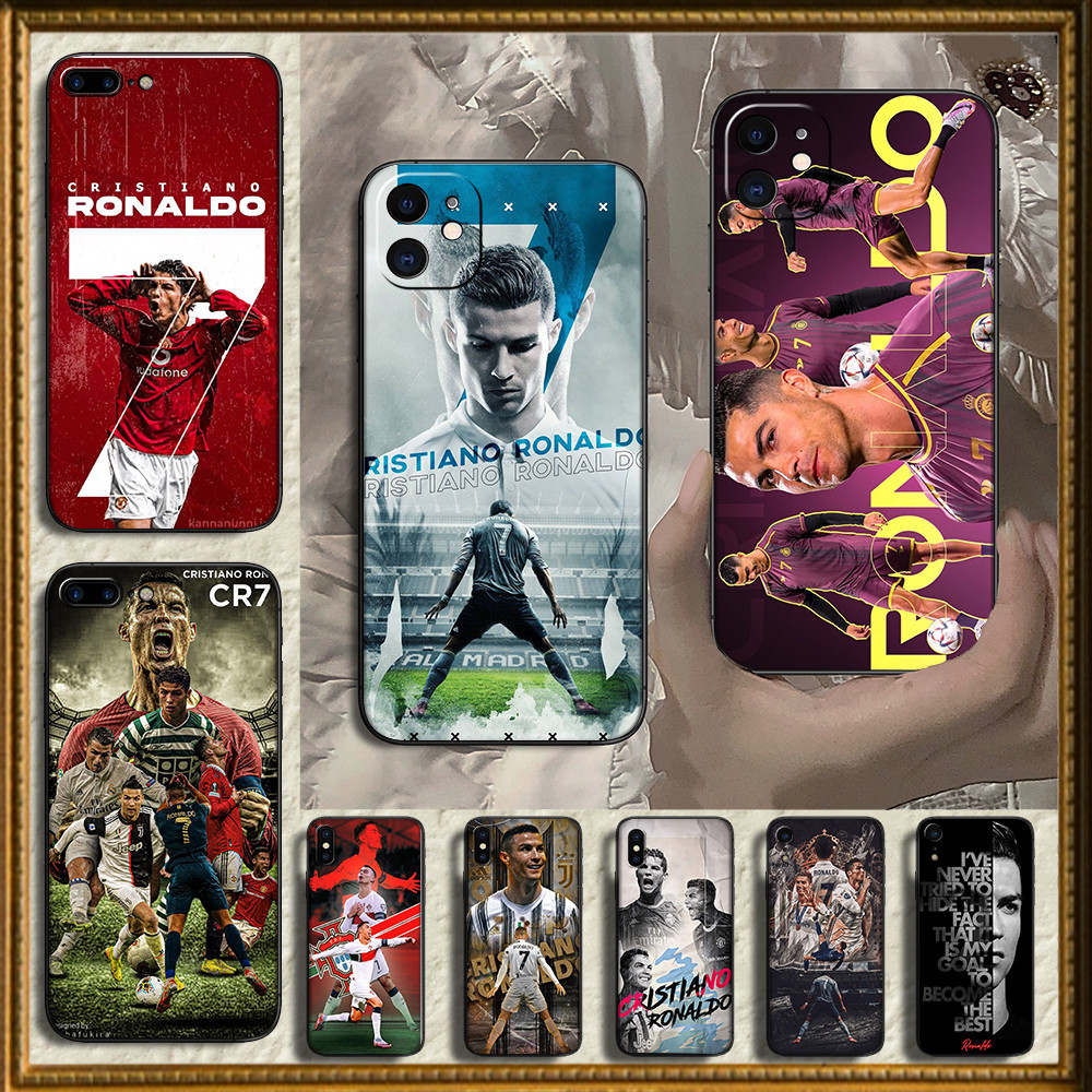 เคสTPUสีดํานุ่มสําหรับRealme 7 8 8S 8i 9i 5g 10 Pro Plus 7A cr7 cristiano Ronaldoปลอก