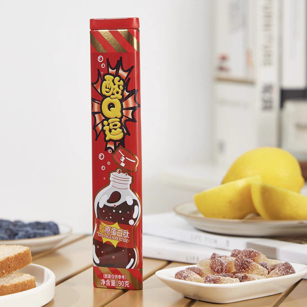 Romanio Sour Q หยอกน้ำผลไม้หลายรสเปรี้ยว Q Fudge Fudge Fudge Fudge Casual Internet Celebrity Celebr