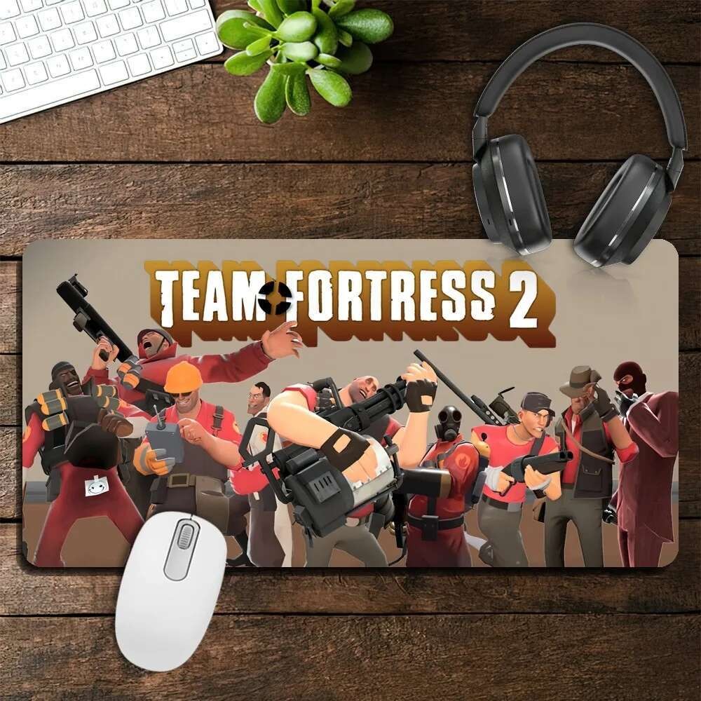 เกม T-Team F-Fortress 2 Mousepad คอมพิวเตอร์แล็ปท็อปขยายแผ่นรองเม้าส์ขนาดใหญ่ยางคีย์บอร์ดตารางอุปกรณ