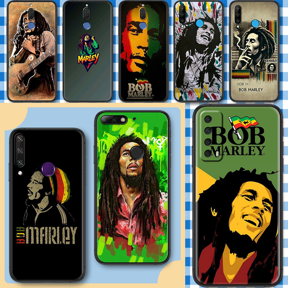 เคสโทรศัพท์สีดํานุ่มสําหรับ Huawei Nova 2 Lite 2i 3 3i 4E 5i 5T 7 SE 8i 17GA bob marley caseg