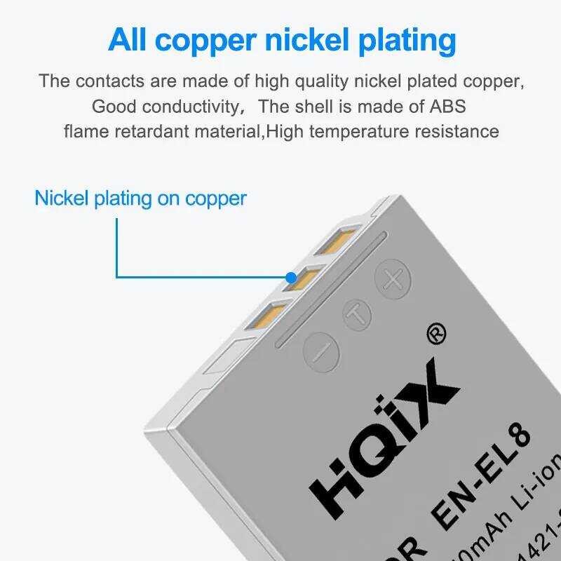 ❃ HQIX  สำหรับ Nikon COOLPIX S2 S3 S4 S5 S6 S7c S8 S9 P1 P2 L1 L2 S50 S50c S51c กล้อง En-El8 Cha ❃