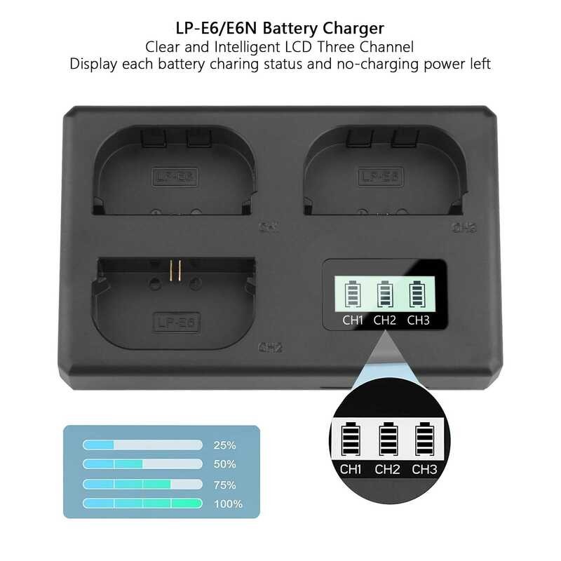 ❃ Lp-E6 Lp-E6n Lpe6nh Lp-E6p Triple Slot Battery Charger สําหรับ Canon EOS II III Mark IV 5D SR ❃