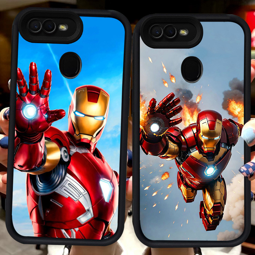 ปลอกสีดําสําหรับ OPPO A5 A11K F9 F7 A1K A3S A7 A12E A12 F5 A12s A5S Pro H46 Iron Man