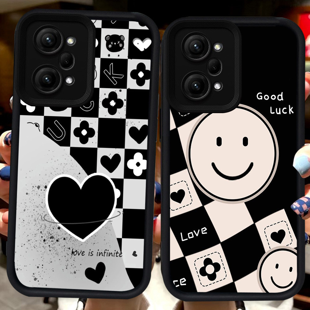 ปลอกสีดําสําหรับ Xiaomi Redmi POCO X5 หมายเหตุ 14 14T F5 12 F6 Pro 5G H43 Smiely