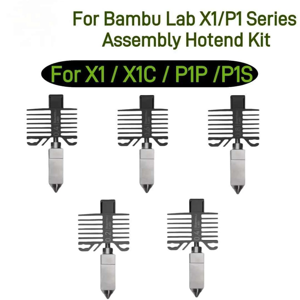 สําหรับBambu lab X1/P1 Series Hotendชุดเหล็กชุบแข็งหัวฉีด0.2/0.4/0.6/0.8มม.สําหรับBambu lab X1C P1S 