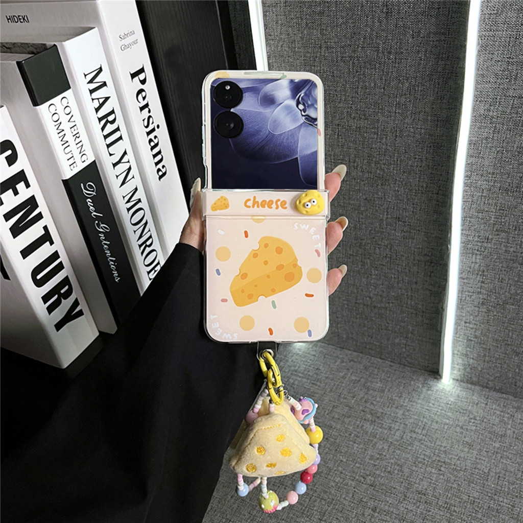 เคสโทรศัพท์ชีส 3D การ์ตูนน่ารักพร้อมสร้อยข้อมือชีสตุ๊กตาสําหรับ Xiaomi Mix Flip mixflip Mix Flip กันกระแทกฝาหลัง
