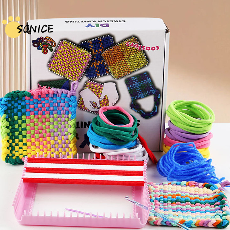 เด็ก DIY ยืดถักหัตถกรรมชุด Quick Knit Loom ชุดทอผ้า Loom ชุดของเล่น DIY หัตถกรรมโครงการ Square Build