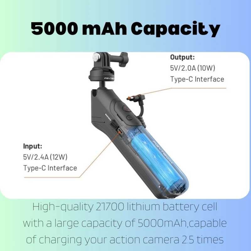 ▣ PGYTECH Caplock Mantispod Power（Insta360 Edition/Gopro Edition）Bank Grip 5000Mah Battery Mult