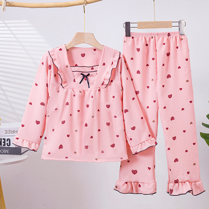 ชุดนอนจํานวนมากผู้หญิงแขนยาวคอเหลี่ยมเสื้อผ้ากลางคืนขี้เล่นของ Kuromi Teen สําหรับ 6 - 7 ปี