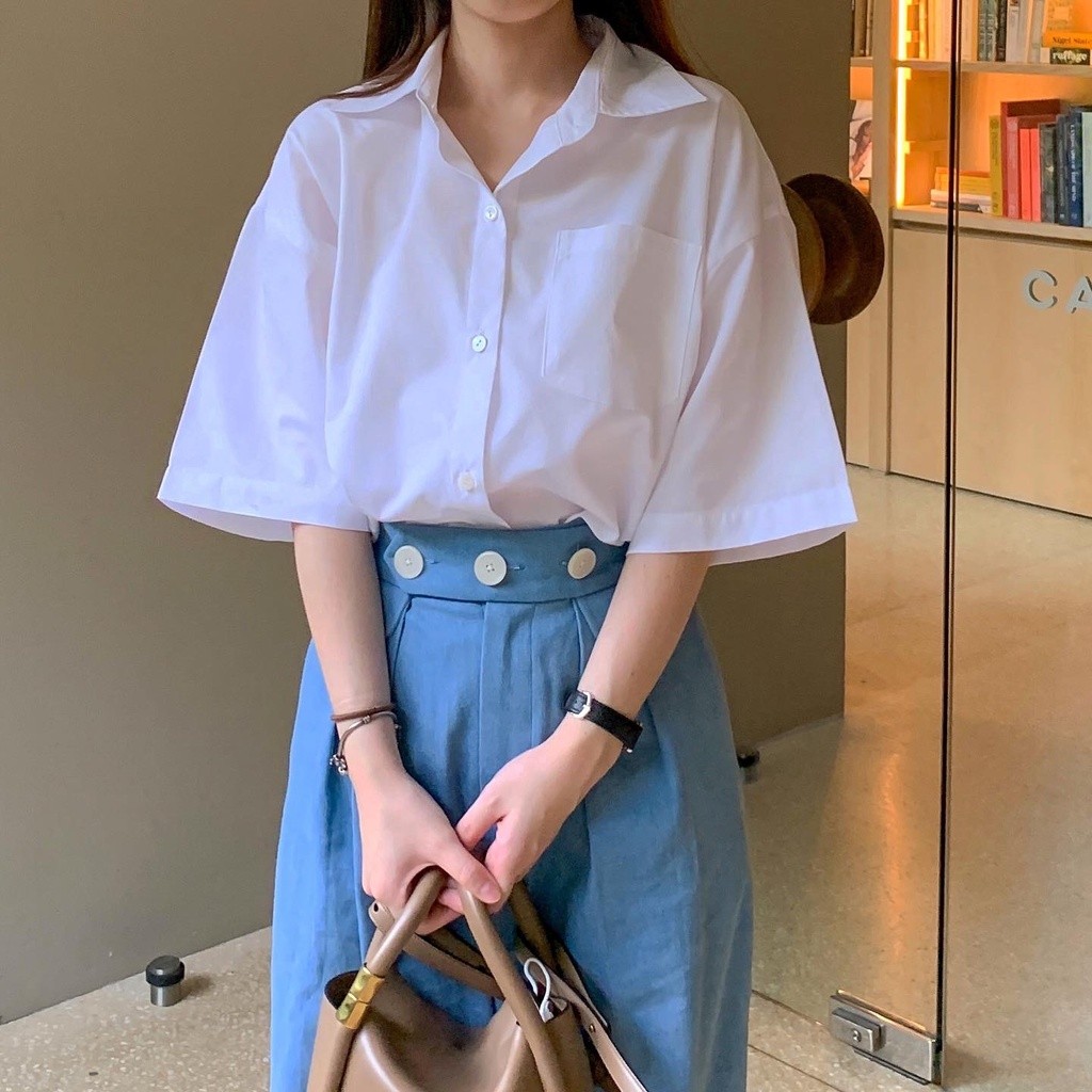 ♞,♘TENSE_co - BING Shirt เสื้อเชิ้ตแขนสั้น 5 สี Onesize พร้อมส่ง DJK