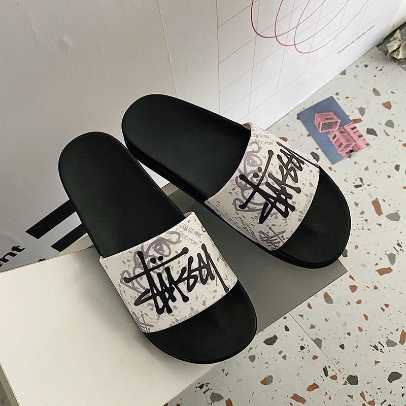 STUSSY Stussyรองเท้าแตะผู้ชายอินเทรนด์กลางแจ้งฤดูร้อนแฟชั่นสวมใส่สไตล์เกาหลีรองเท้าแตะคู่ผู้ชายรองเท