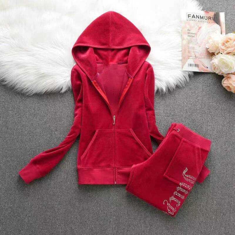 ▥ 2025 ผู้หญิงเสื้อและกางเกงชุด ชิ้นชุด Juicy Tracuit Y2k กํามะหยี่สําหรับผู้หญิง 2 ชิ้นชุดผู