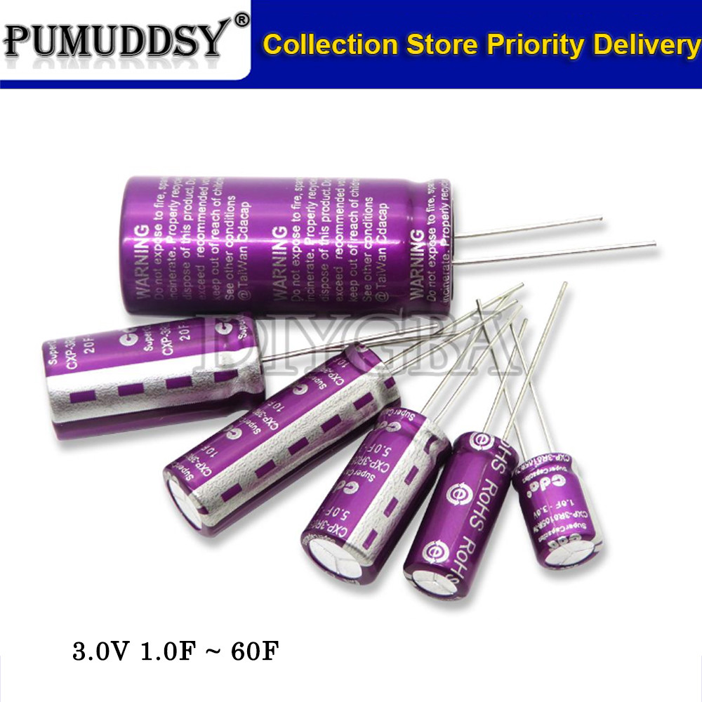 1PCS 3.0V Super capacitor 1.0F 2.0F 3.3F 5.0F 7.0F 10F 15F 20F 25F 30F 50F 60F 100F 120F Farad capac