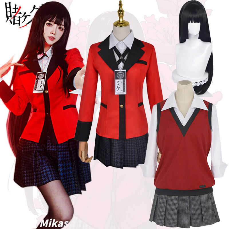 LY Anime Kakegurui Jabami Yumeko Cosplay Costume For Women Girl Midari Ikishima Jk Uniform Dress Se