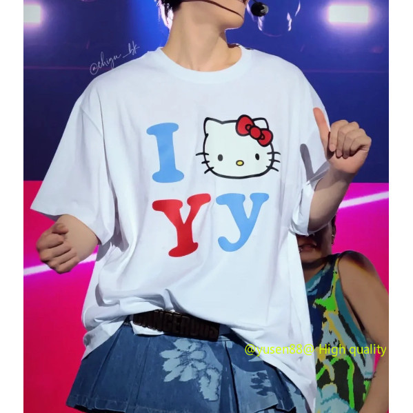 ♞,♘,♙**** Hot **** Korean Niche Open YY Co-Branded HelloKitty Hello Kitty Side Baekhyun เสื้อยืดแขน
