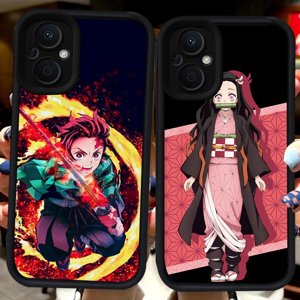 ปลอกสีดําสําหรับ OPPO Reno 7Z 8Z ค้นหา X5 8 7 Lite 5G H109 Tanjiro X Nezuko