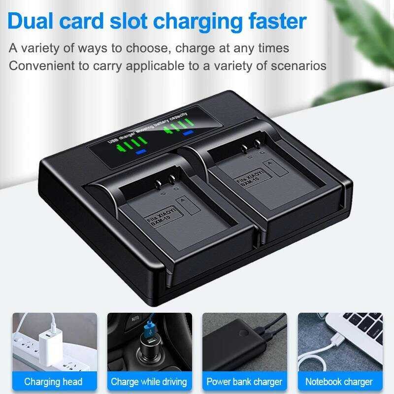 ▥ HQIX สำหรับ Xiao Yi-M1 Yi M1 Mirrorless กล้อง Bxm-10 Bxm10 Dual Charger แบตเตอรี่