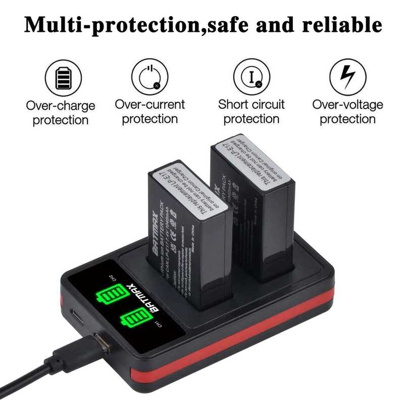 ❃ LED USB Dual Battery Charger ประเภท C สําหรับ Canon Lp-E17 Lpe17 LP E17 EOS Rebel T6i 750D T6 ❃