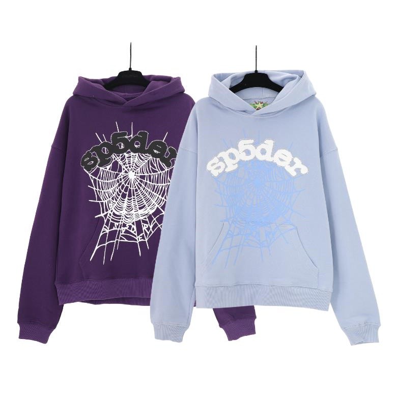 ♞,♘,♙เสื้อกันหนาวลําลอง ผ้าฝ้ายแท้ มีฮู้ด พิมพ์ลายแมงมุม Sp5der ทรงหลวม สไตล์ดารา 2025