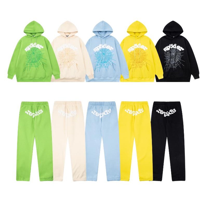 ♞,♘Sp5der 5555 เสื้อกันหนาวลําลอง มีฮู้ด ผ้าฝ้ายแท้ พิมพ์ลายโฟม ทรงหลวม สําหรับผู้ชาย และผู้หญิง 20