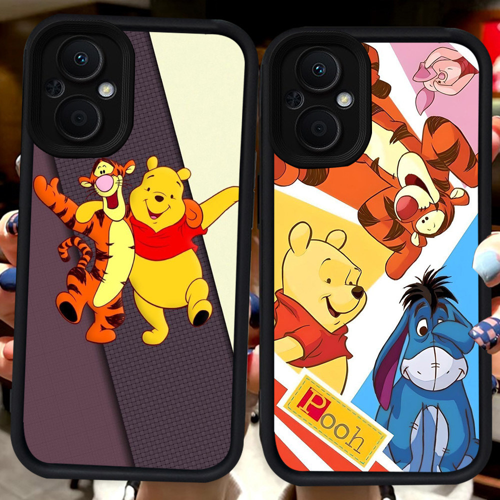 ปลอกสีดําสําหรับ OPPO Reno 7Z 8Z Find X5 8 7 Lite 5G H52 Winnie the Pooh
