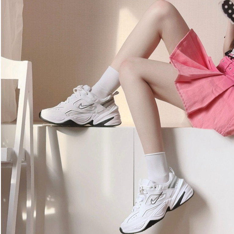 ♞,♘,♙Nike M2K Tekno สีดำและสีขาวผู้ชายคู่วินเทจสบาย ๆ พ่อรองเท้า Nike M2K BQ3378-100 TRD